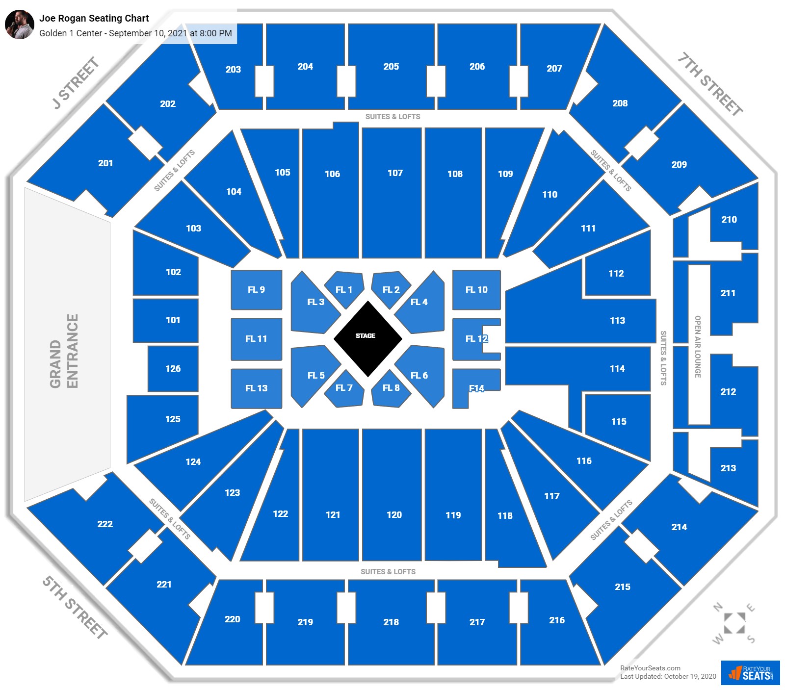 Joe Rogan seating chart Golden 1 Center