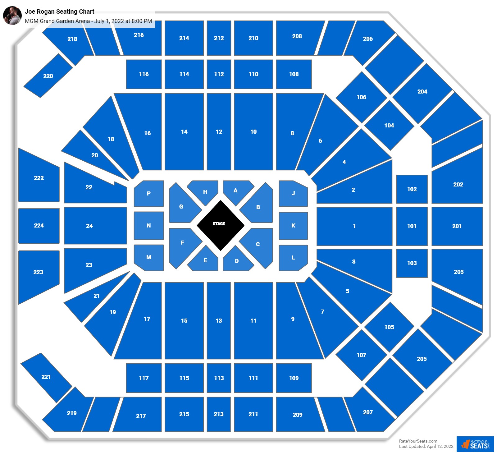 Joe Rogan seating chart MGM Grand Garden Arena