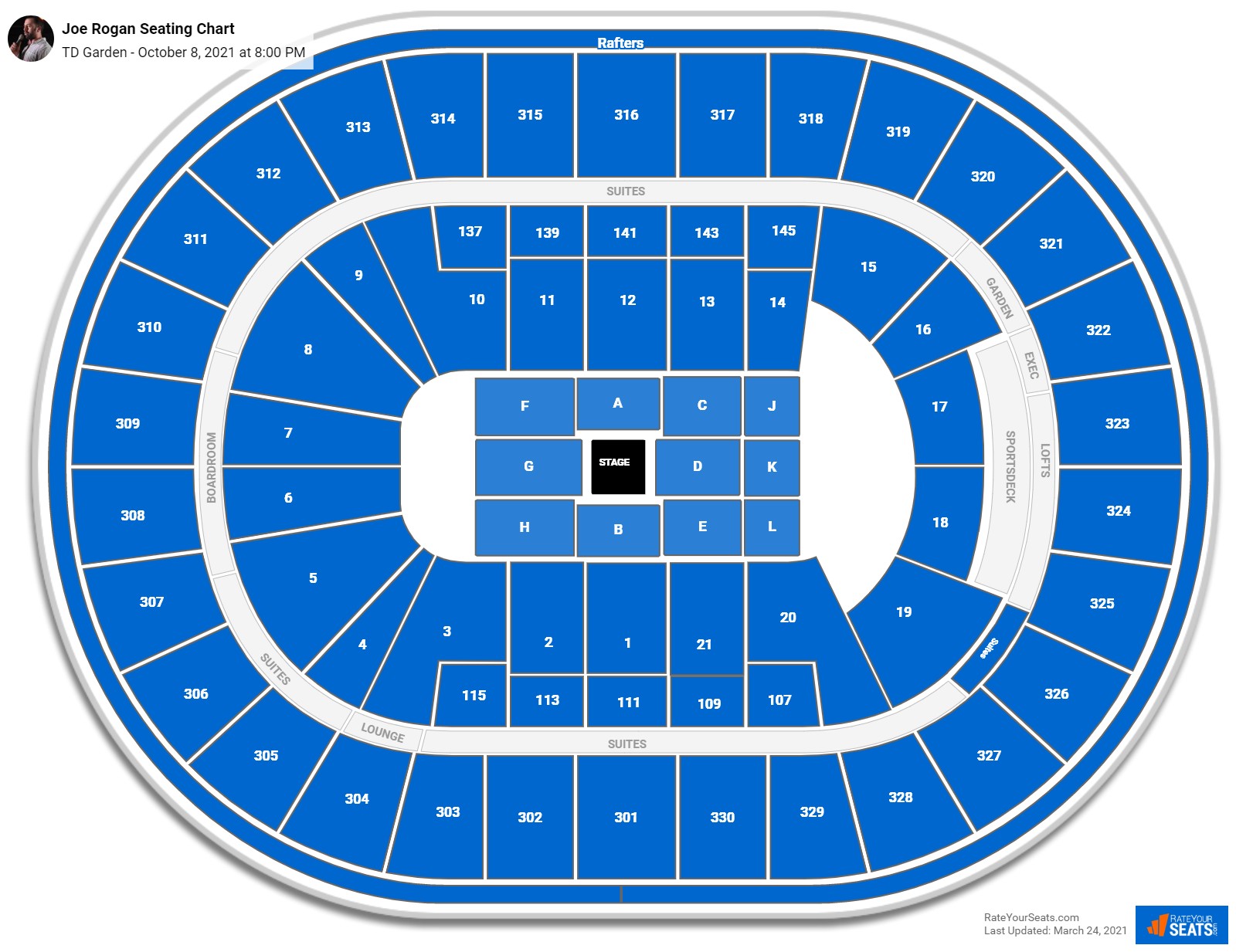 Joe Rogan seating chart TD Garden