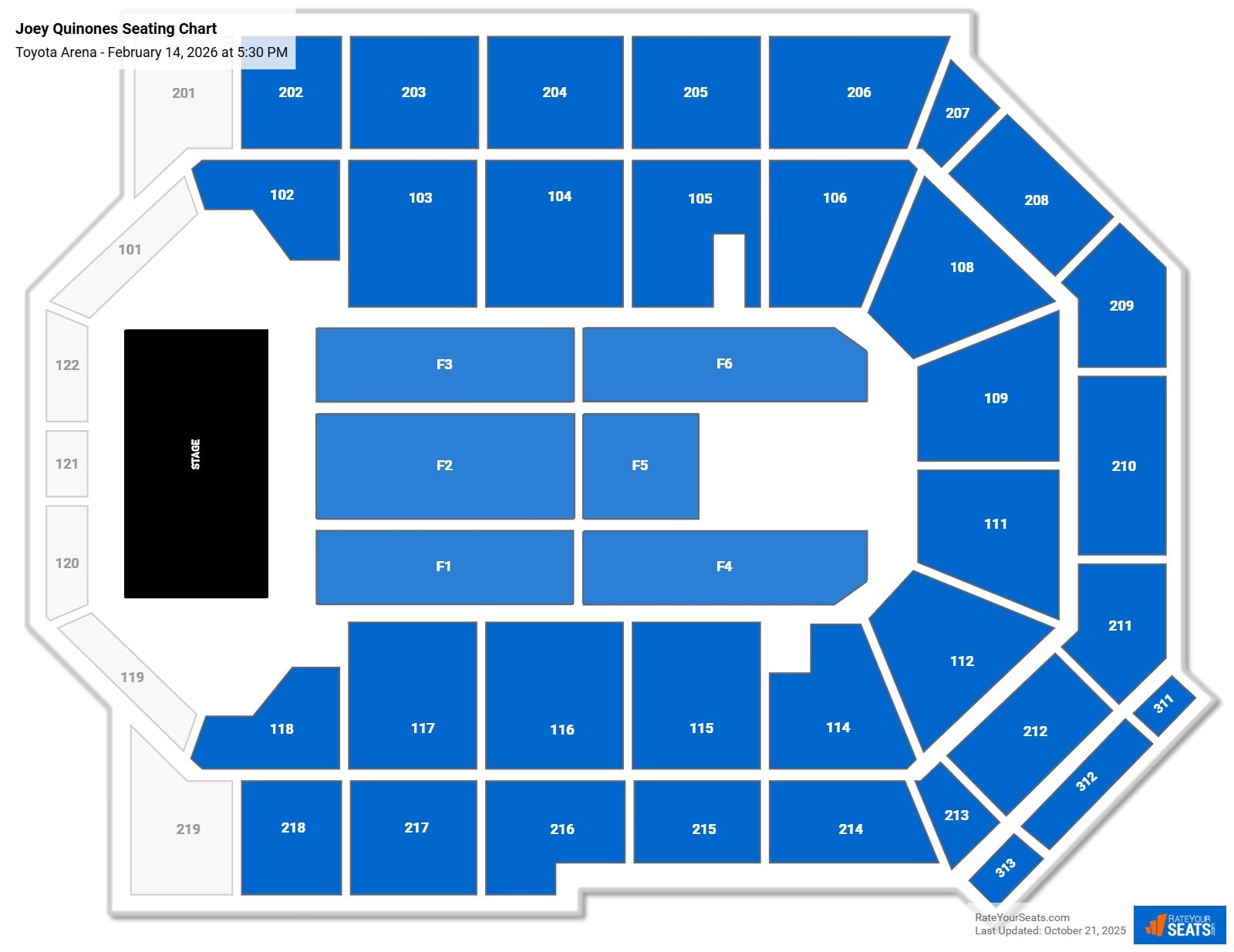 Joey Quinones seating chart Toyota Arena