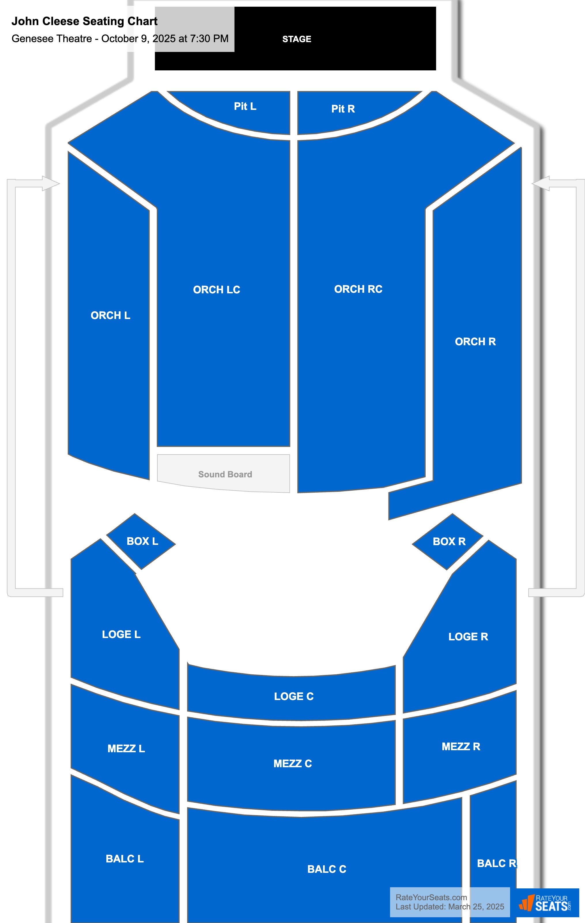 John Cleese seating chart Genesee Theatre