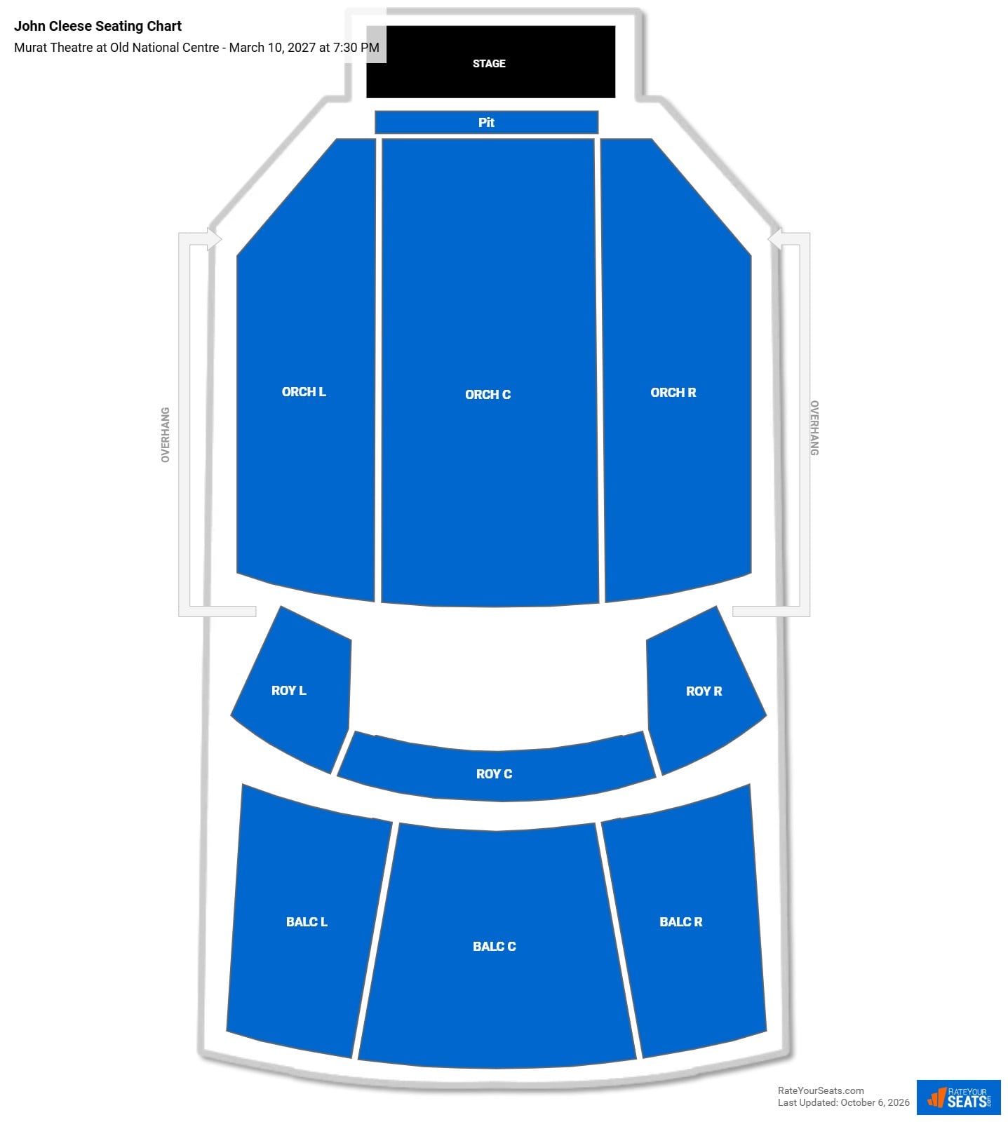 John Cleese Seating Chart at Murat Theatre at Old National Centre
