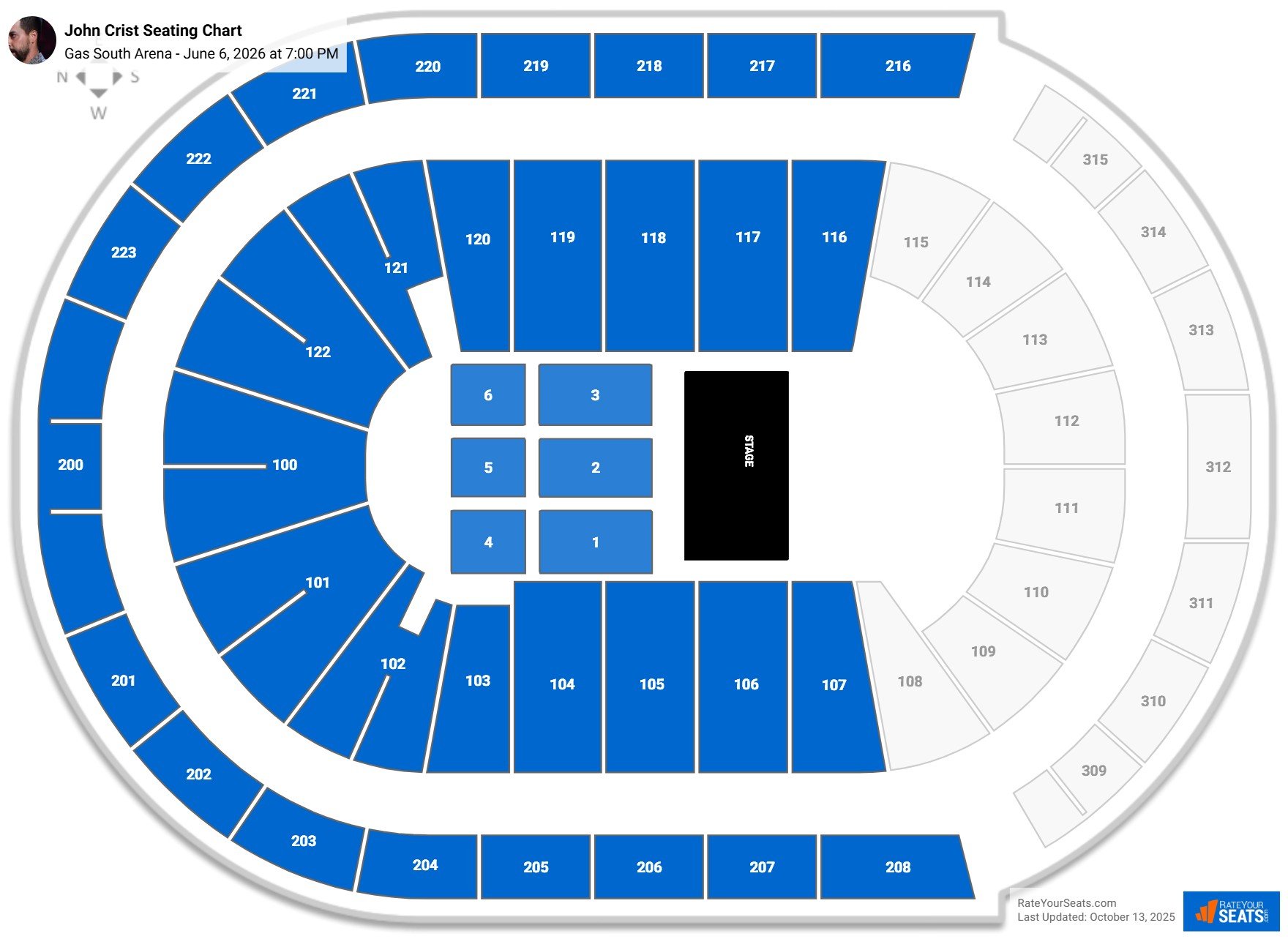 John Crist seating chart Gas South Arena