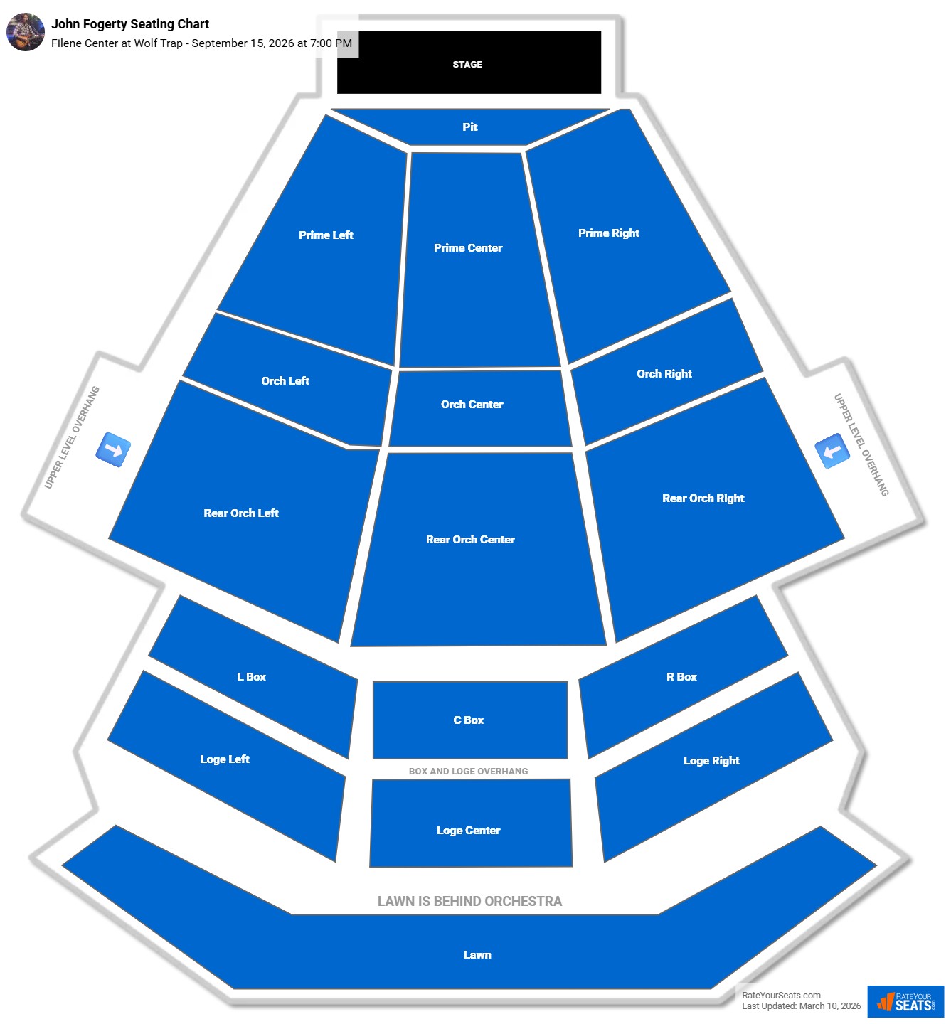 John Fogerty seating chart Filene Center at Wolf Trap