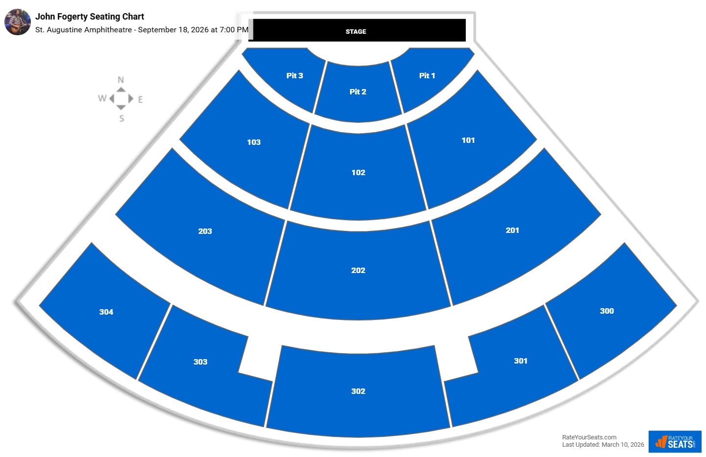 John Fogerty seating chart St. Augustine Amphitheatre