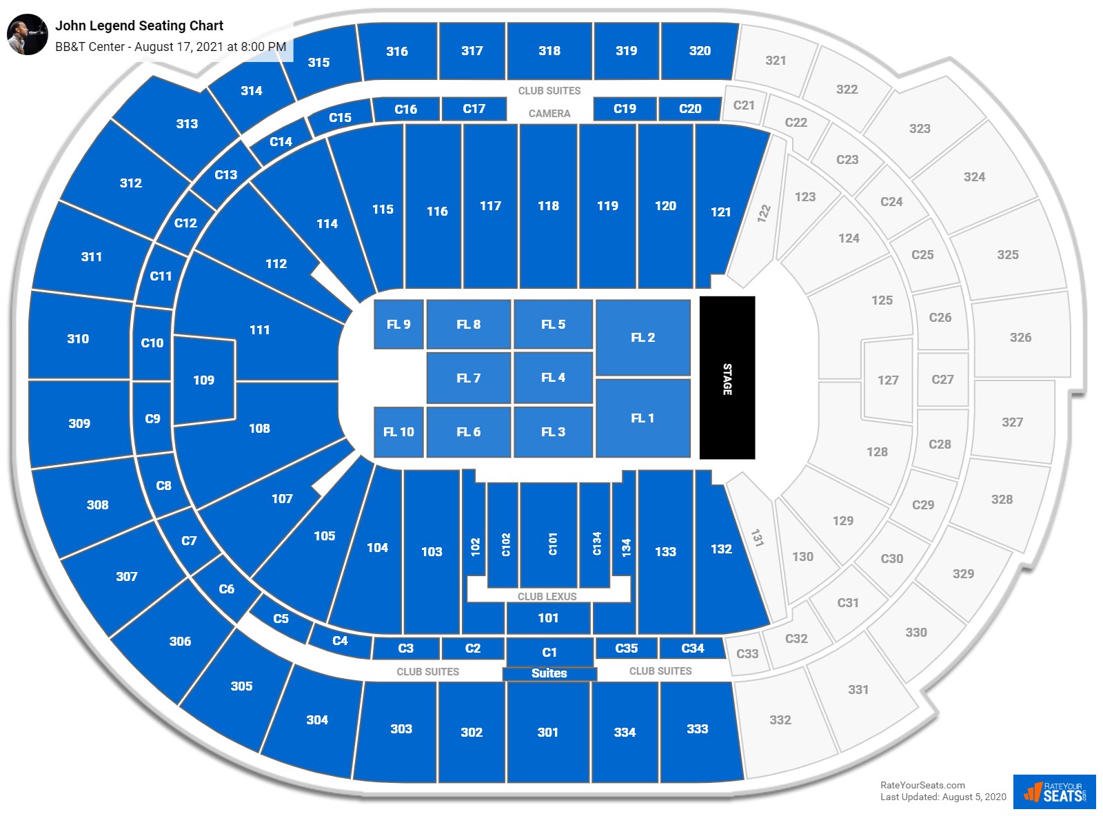 John Legend seating chart BB&T Center
