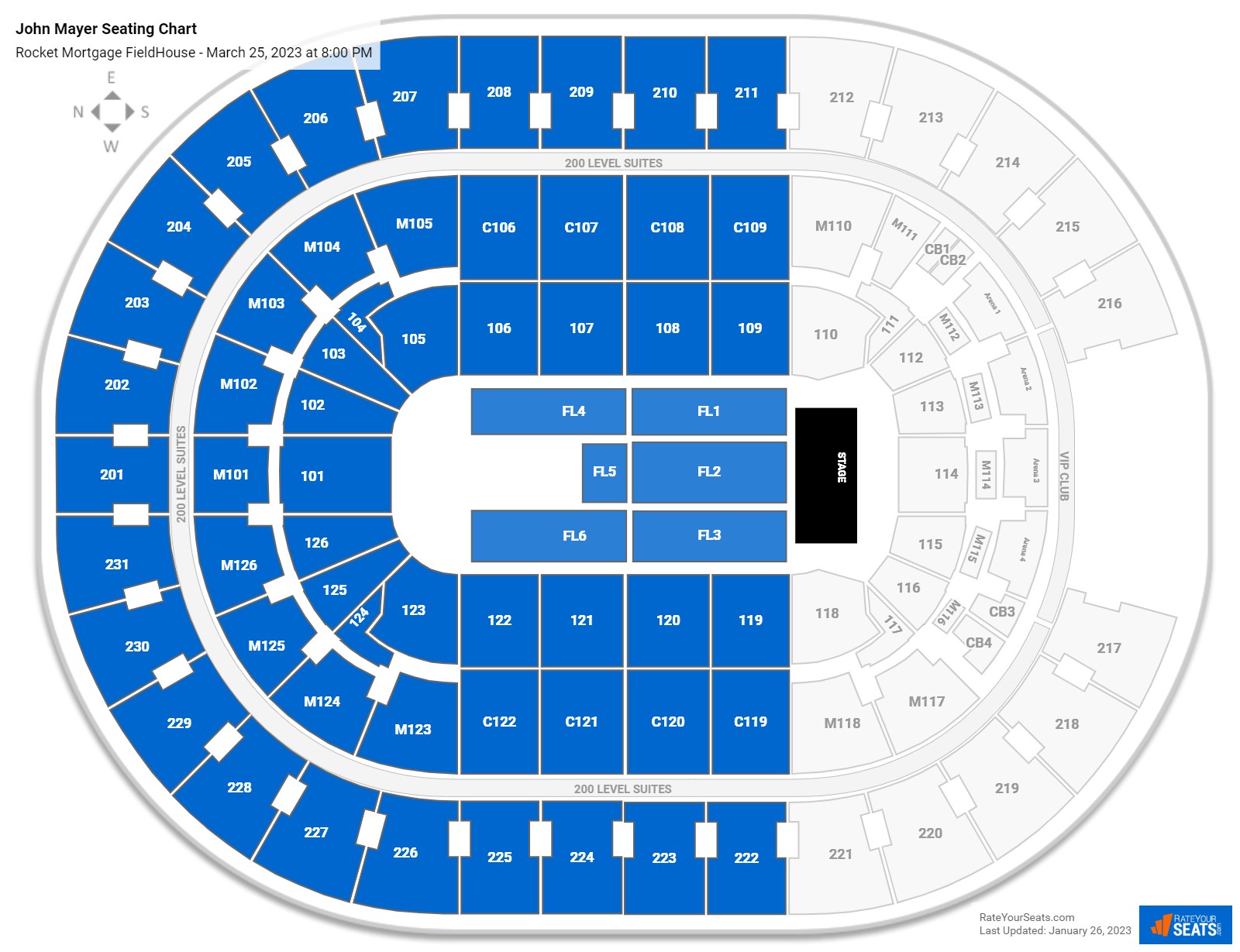 John Mayer seating chart Rocket Mortgage FieldHouse