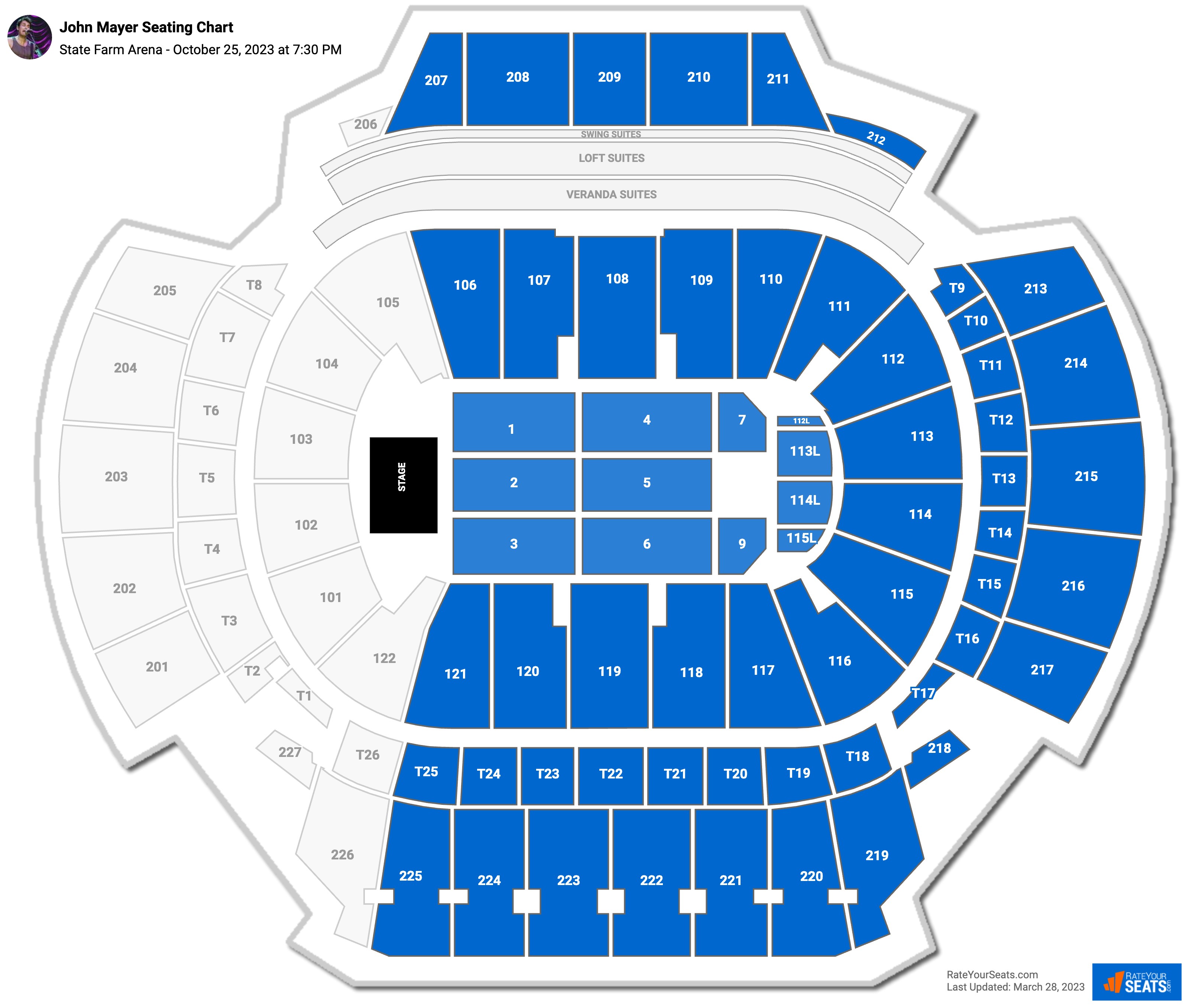 John Mayer seating chart State Farm Arena