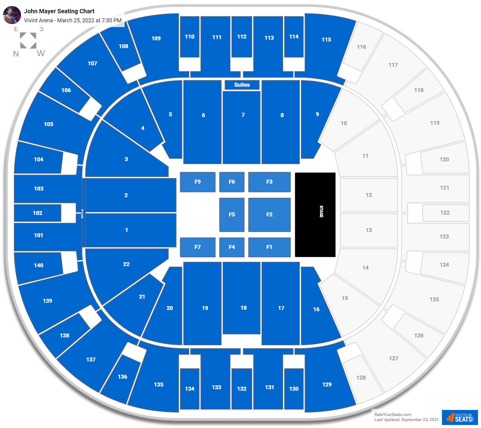 John Mayer seating chart Vivint Arena