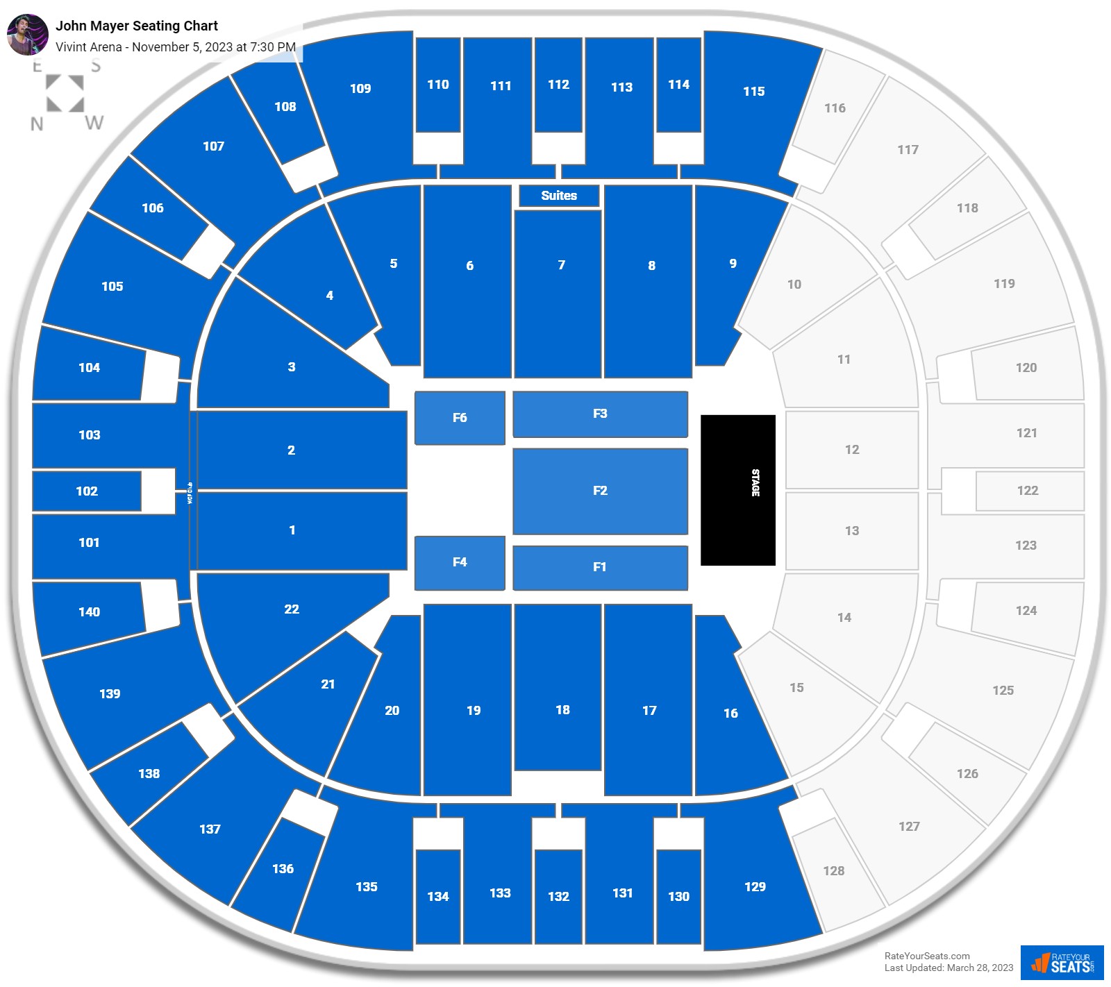 John Mayer seating chart Vivint Arena