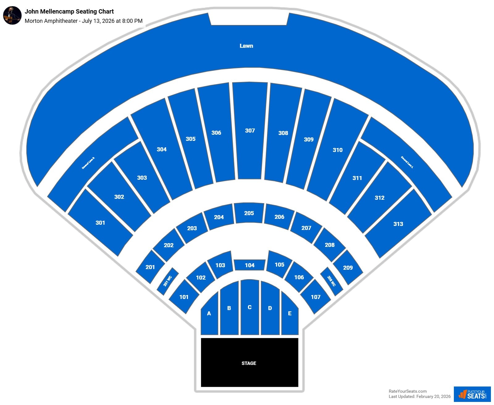 John Mellencamp seating chart Morton Amphitheater