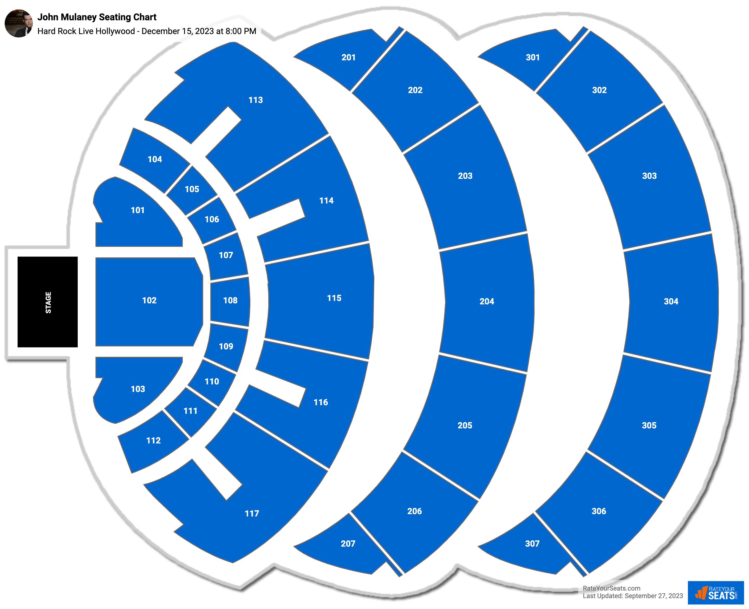 John Mulaney seating chart Hard Rock Live Hollywood