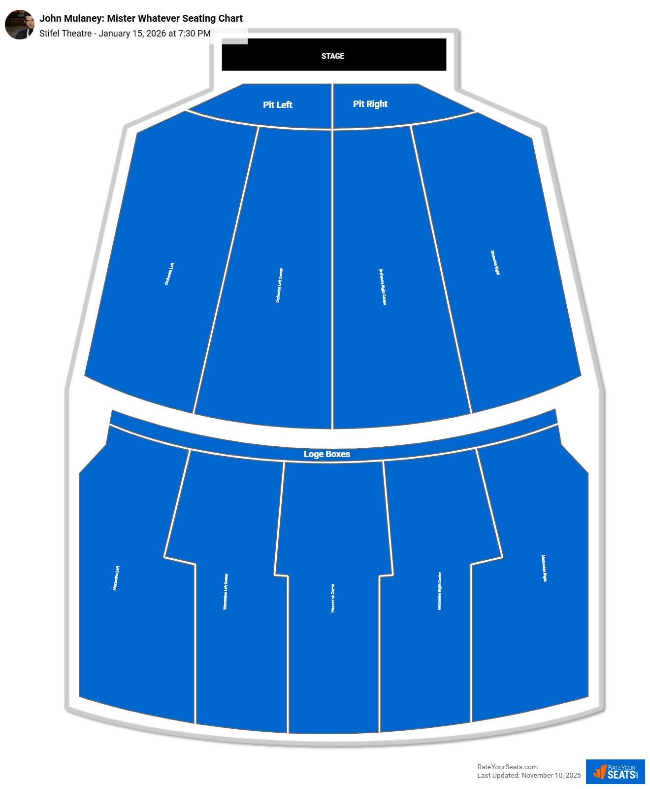 John Mulaney seating chart Stifel Theatre