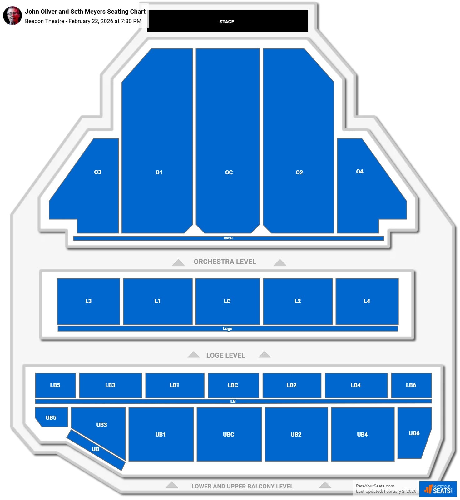 John Oliver and Seth Meyers seating chart Beacon Theatre