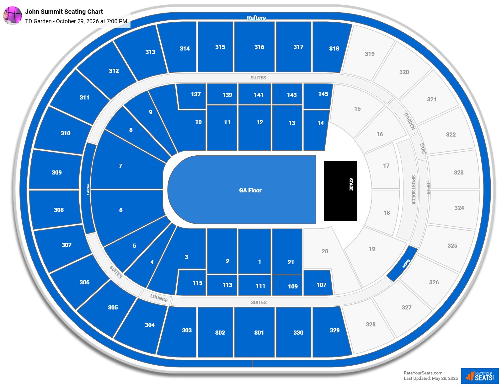 John Summit Seating Chart at TD Garden