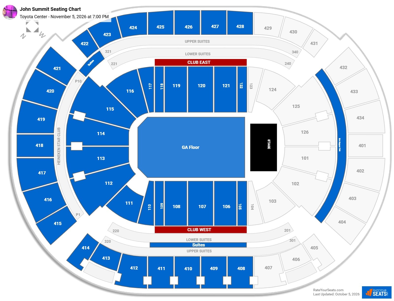 John Summit Seating Chart at Toyota Center