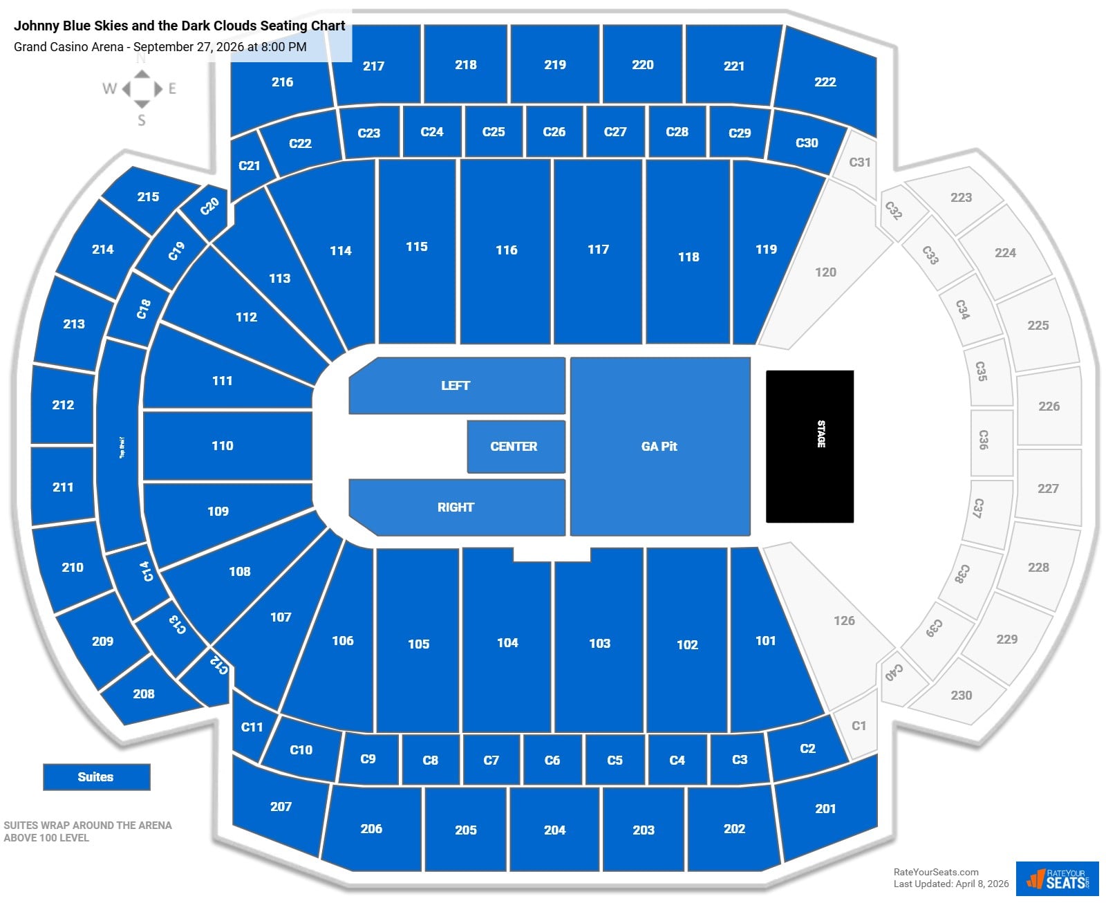 Johnny Blue Skies and the Dark Clouds seating chart Grand Casino Arena