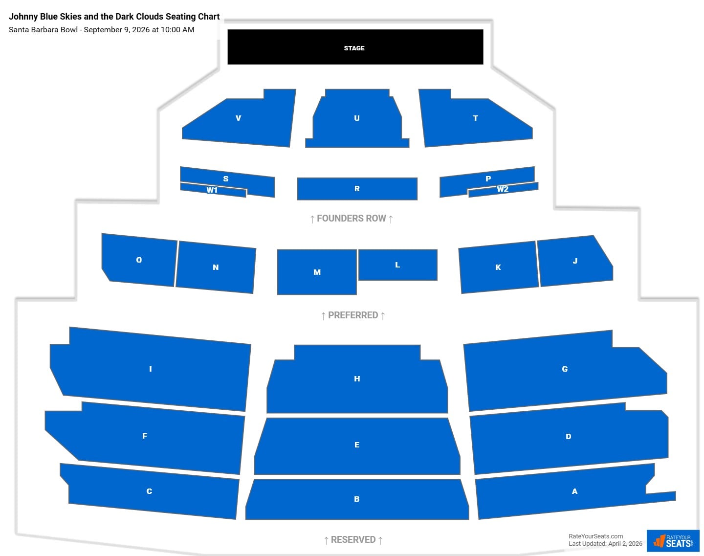 Johnny Blue Skies and the Dark Clouds seating chart Santa Barbara Bowl