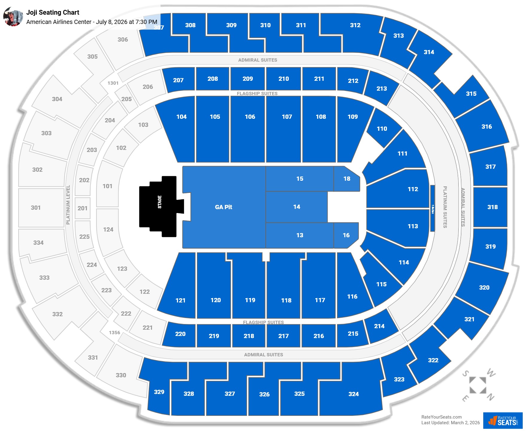 Joji seating chart American Airlines Center