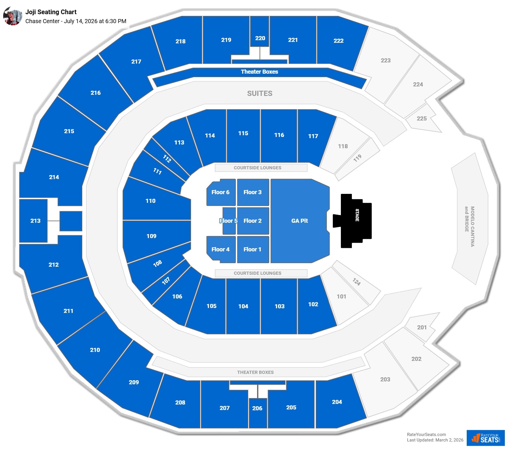 Joji seating chart Chase Center