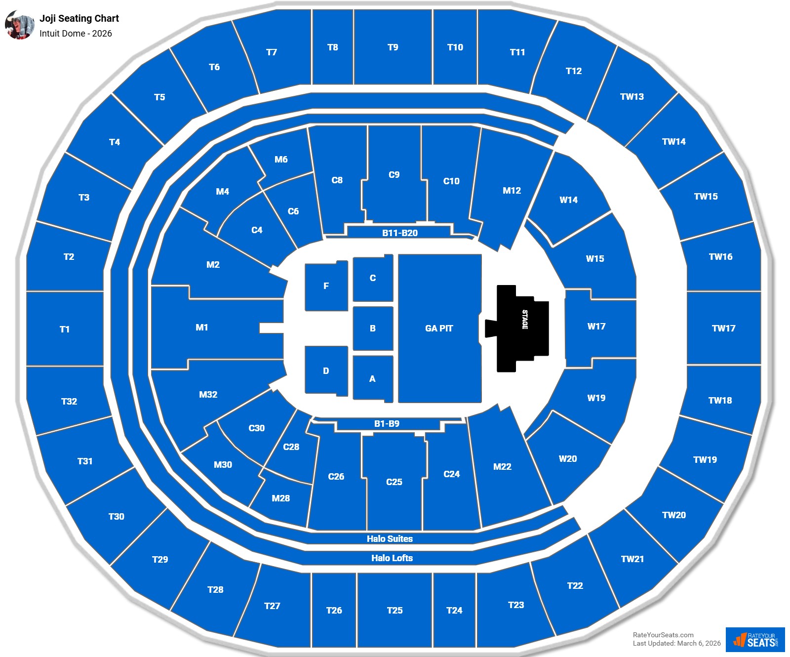 Joji seating chart Intuit Dome