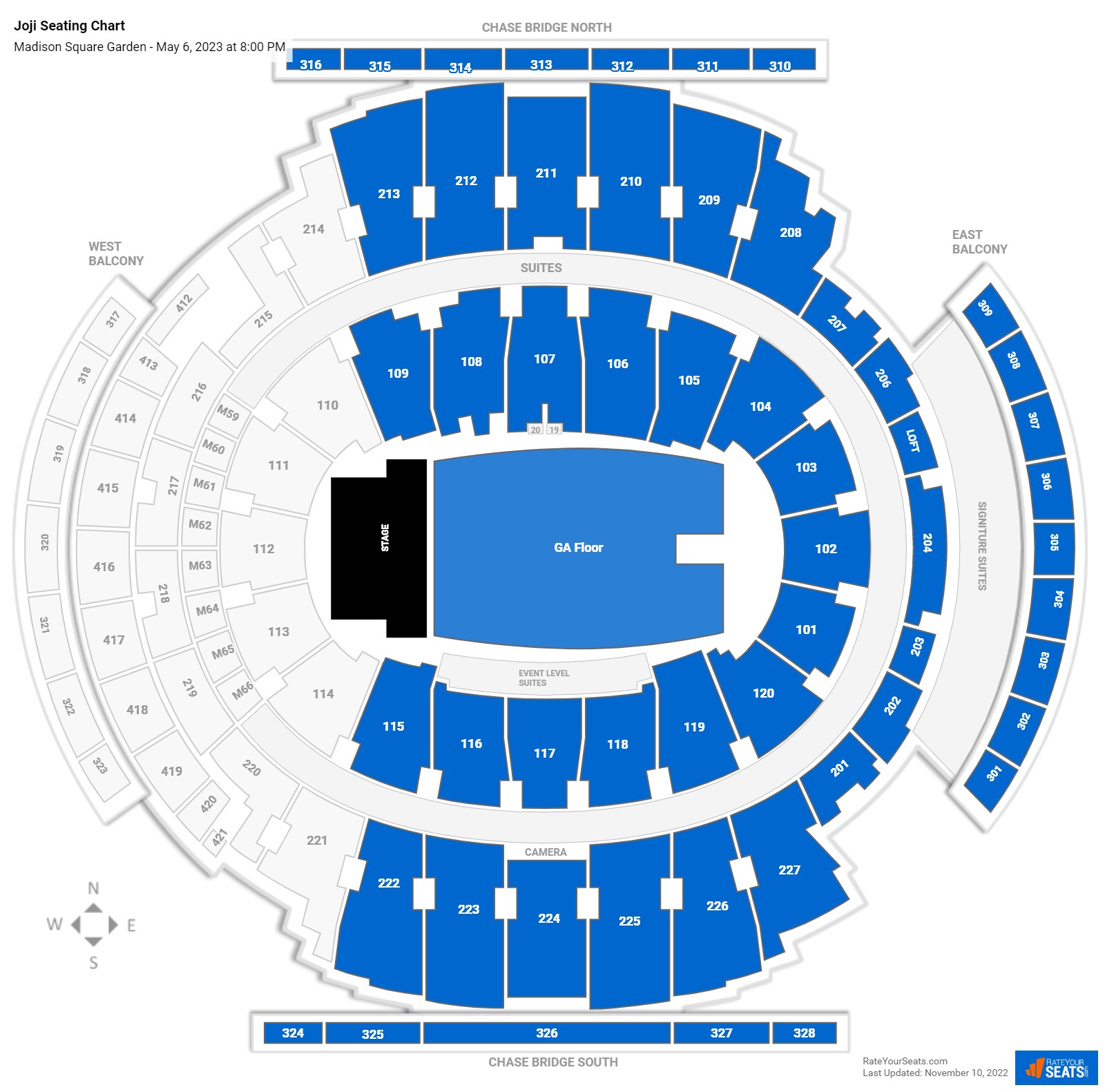 Joji seating chart Madison Square Garden