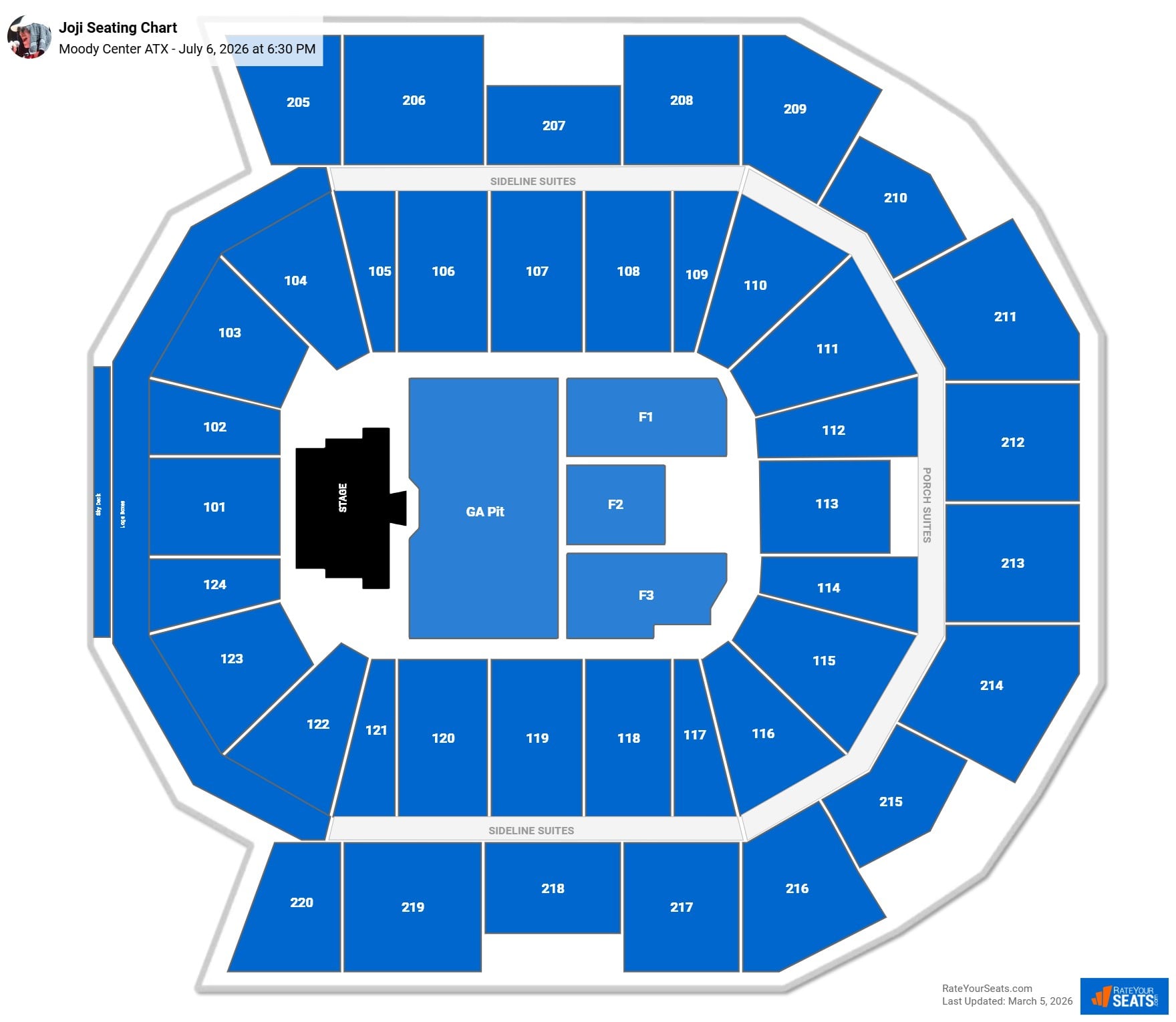 Joji seating chart Moody Center ATX