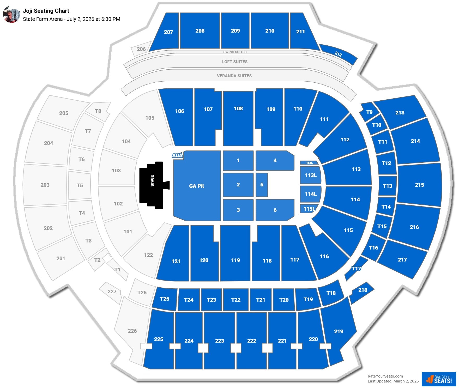Joji seating chart State Farm Arena