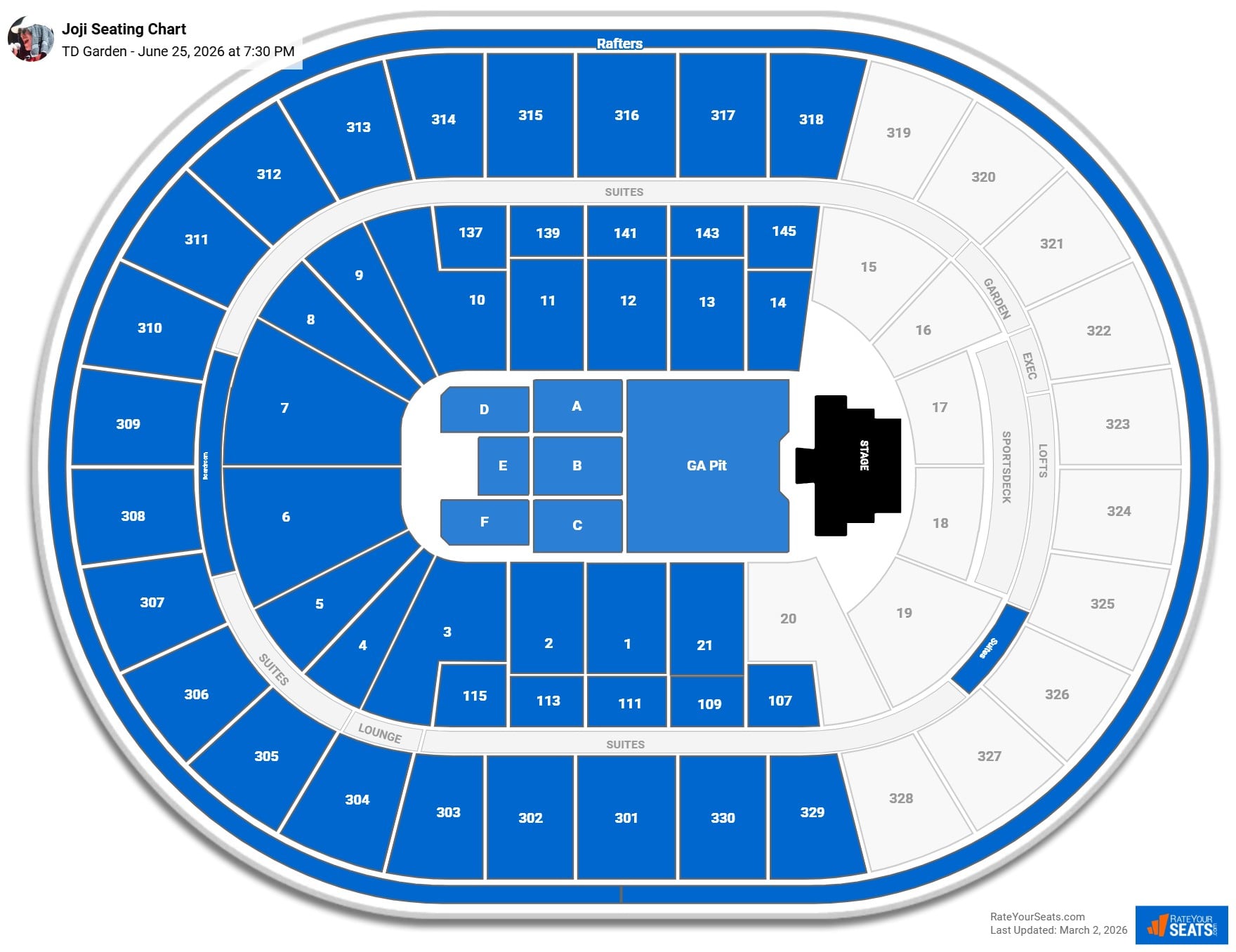 Joji seating chart TD Garden