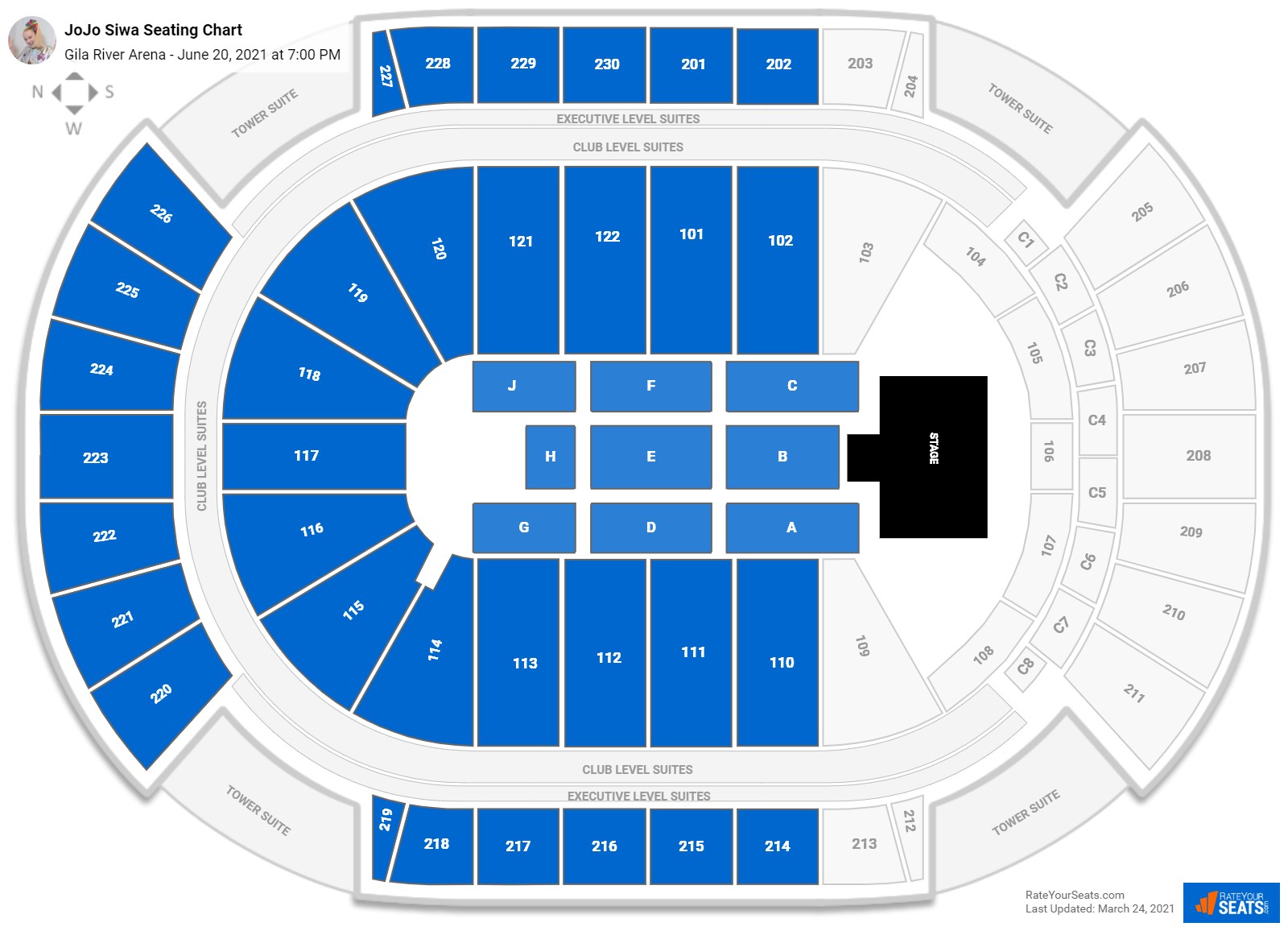 JoJo Siwa seating chart Gila River Arena