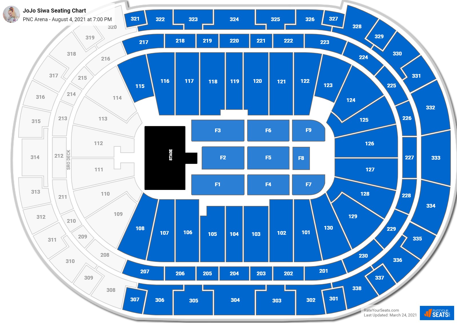 JoJo Siwa seating chart PNC Arena