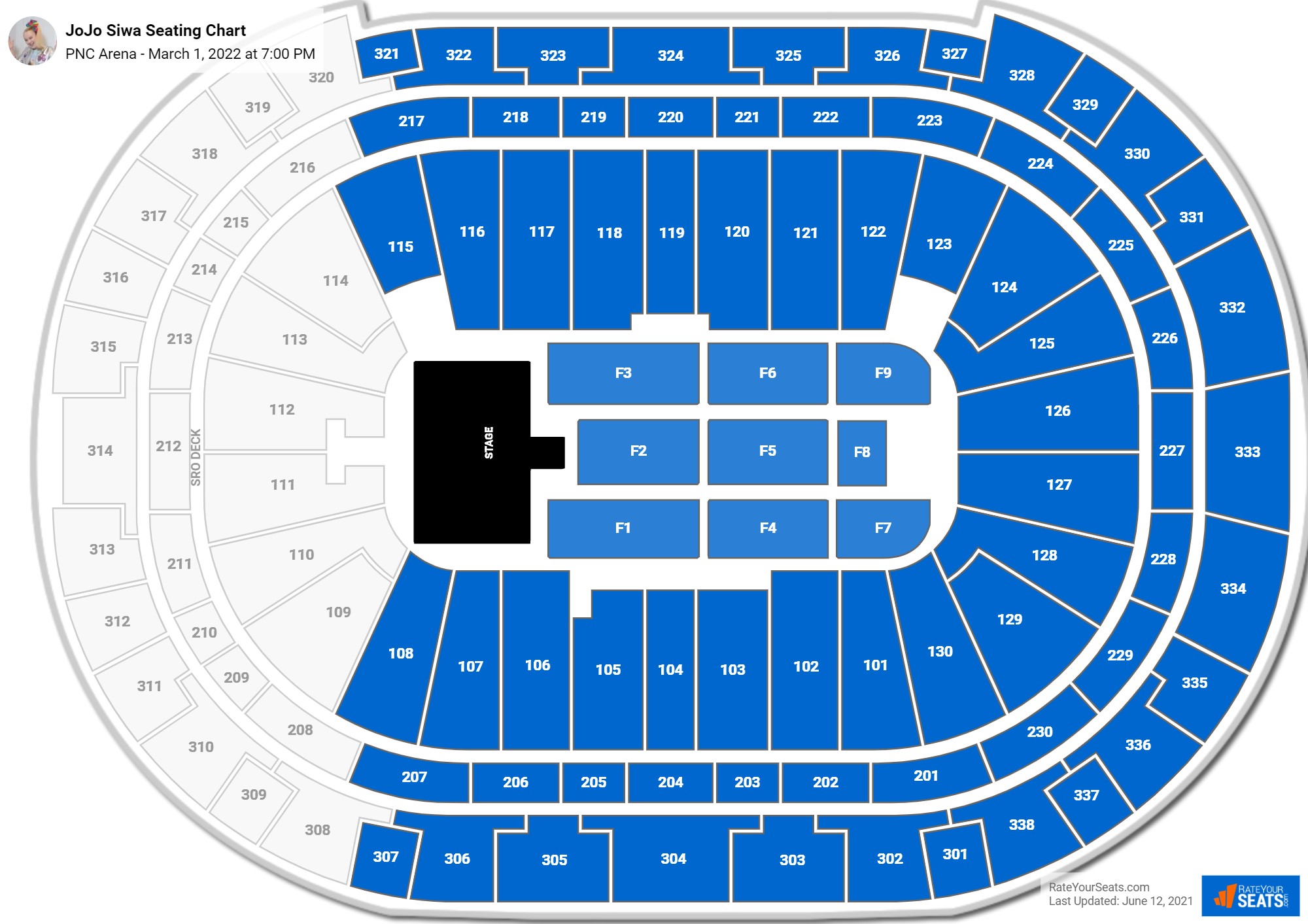 JoJo Siwa seating chart PNC Arena