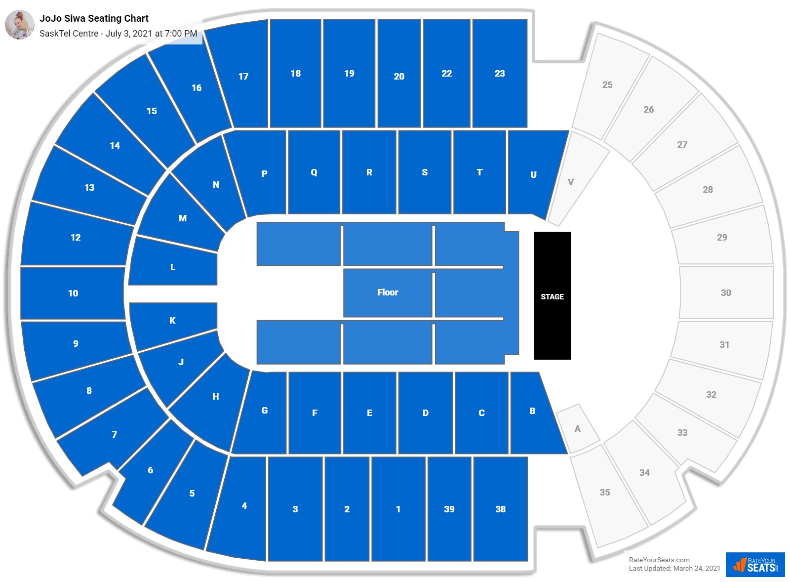 JoJo Siwa seating chart SaskTel Centre
