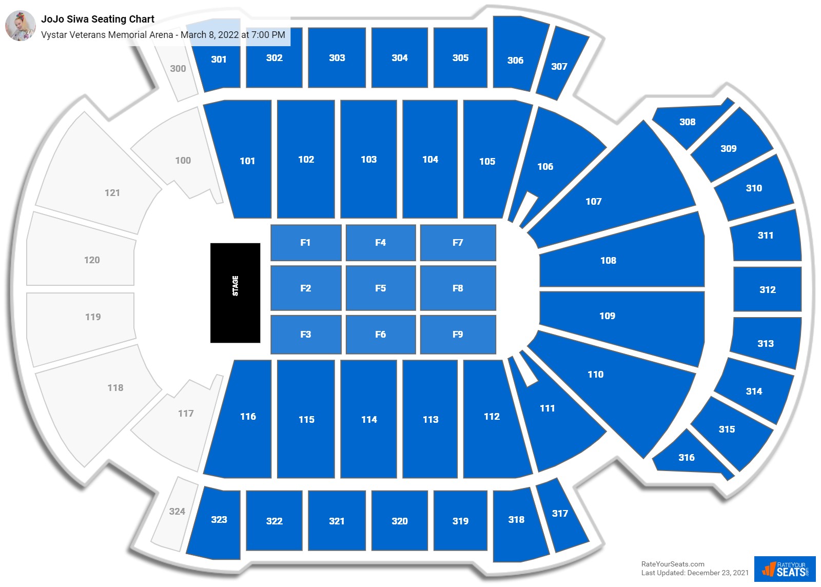 JoJo Siwa seating chart Vystar Veterans Memorial Arena