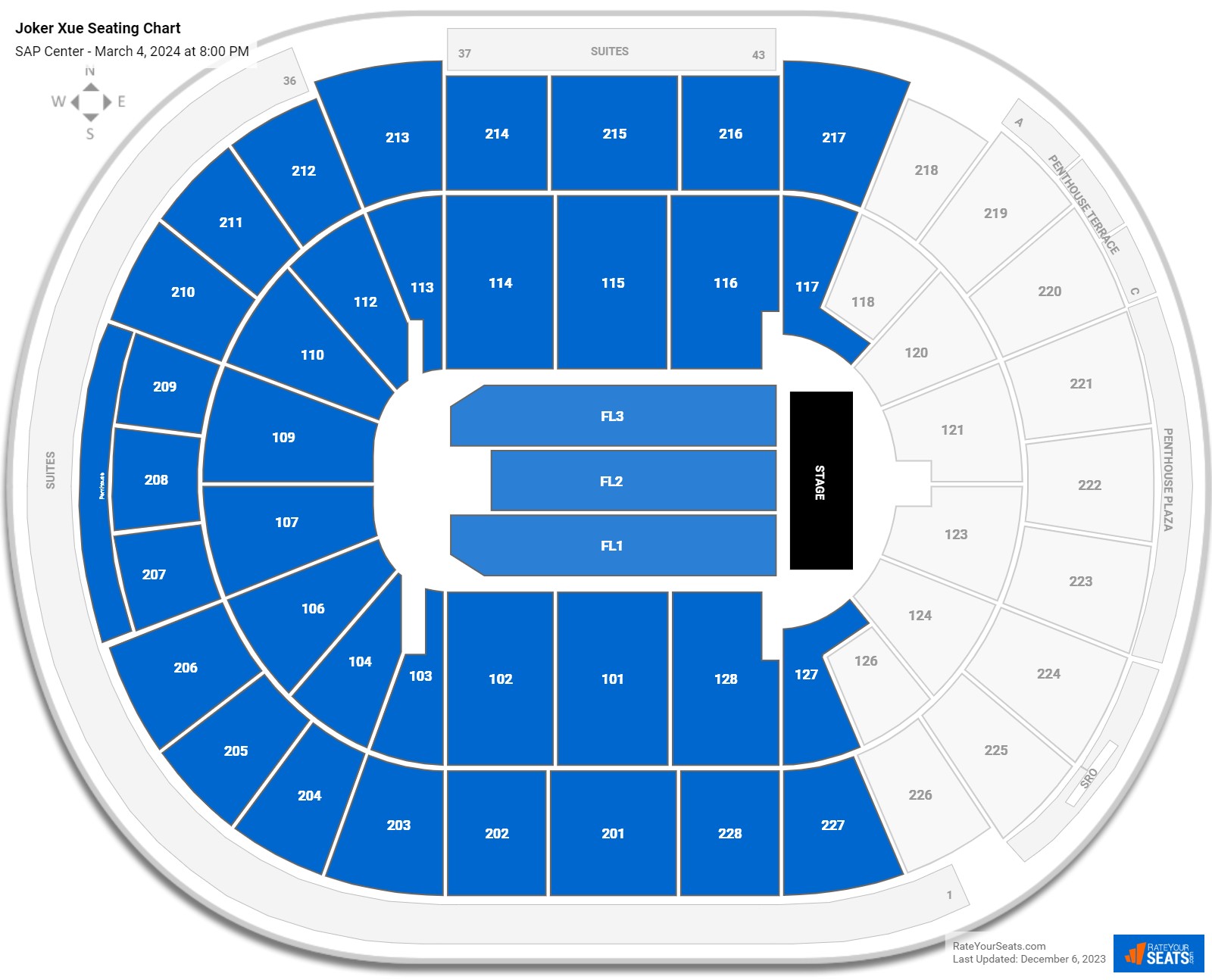 Joker Xue seating chart SAP Center