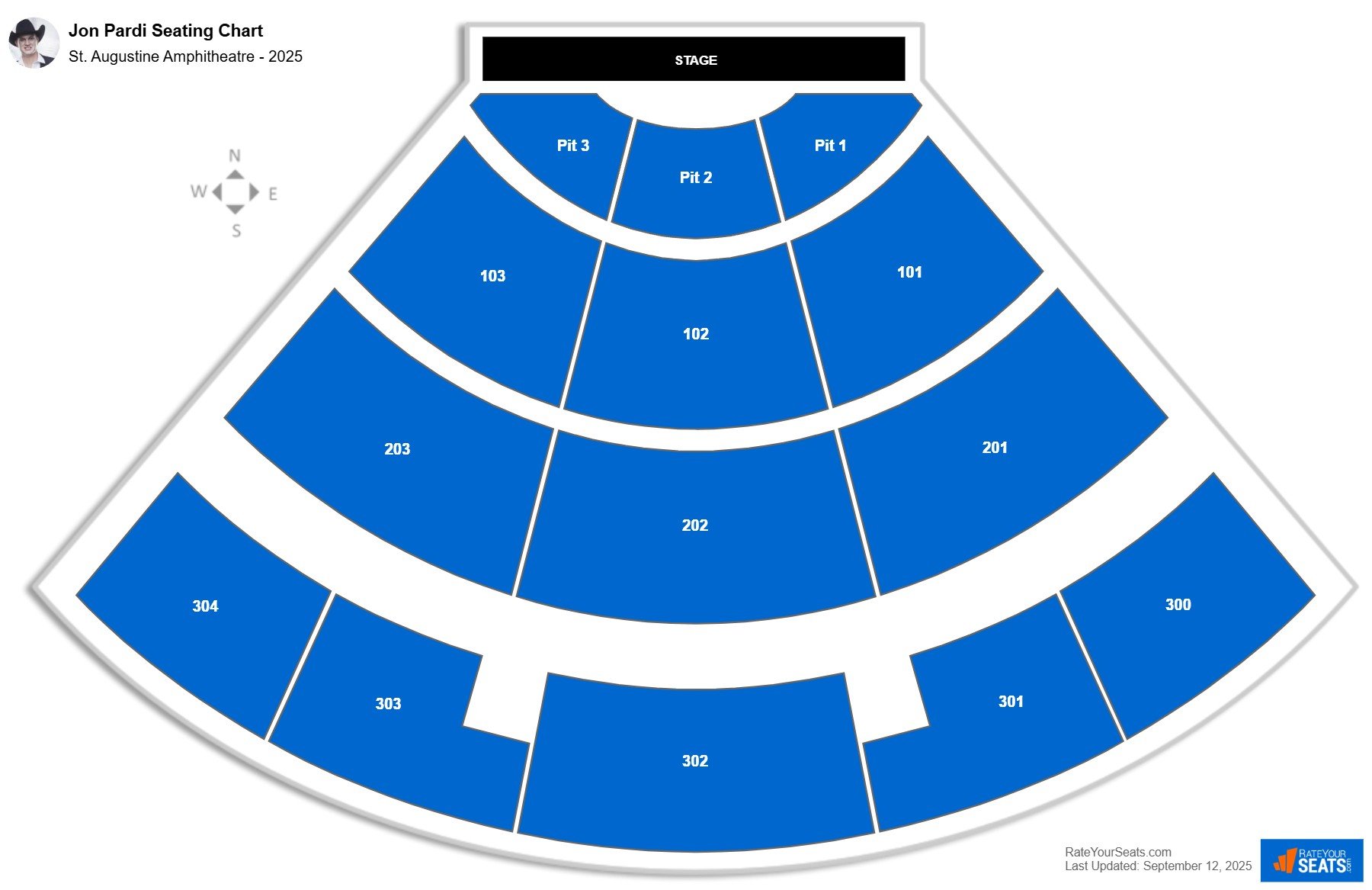 Jon Pardi seating chart St. Augustine Amphitheatre