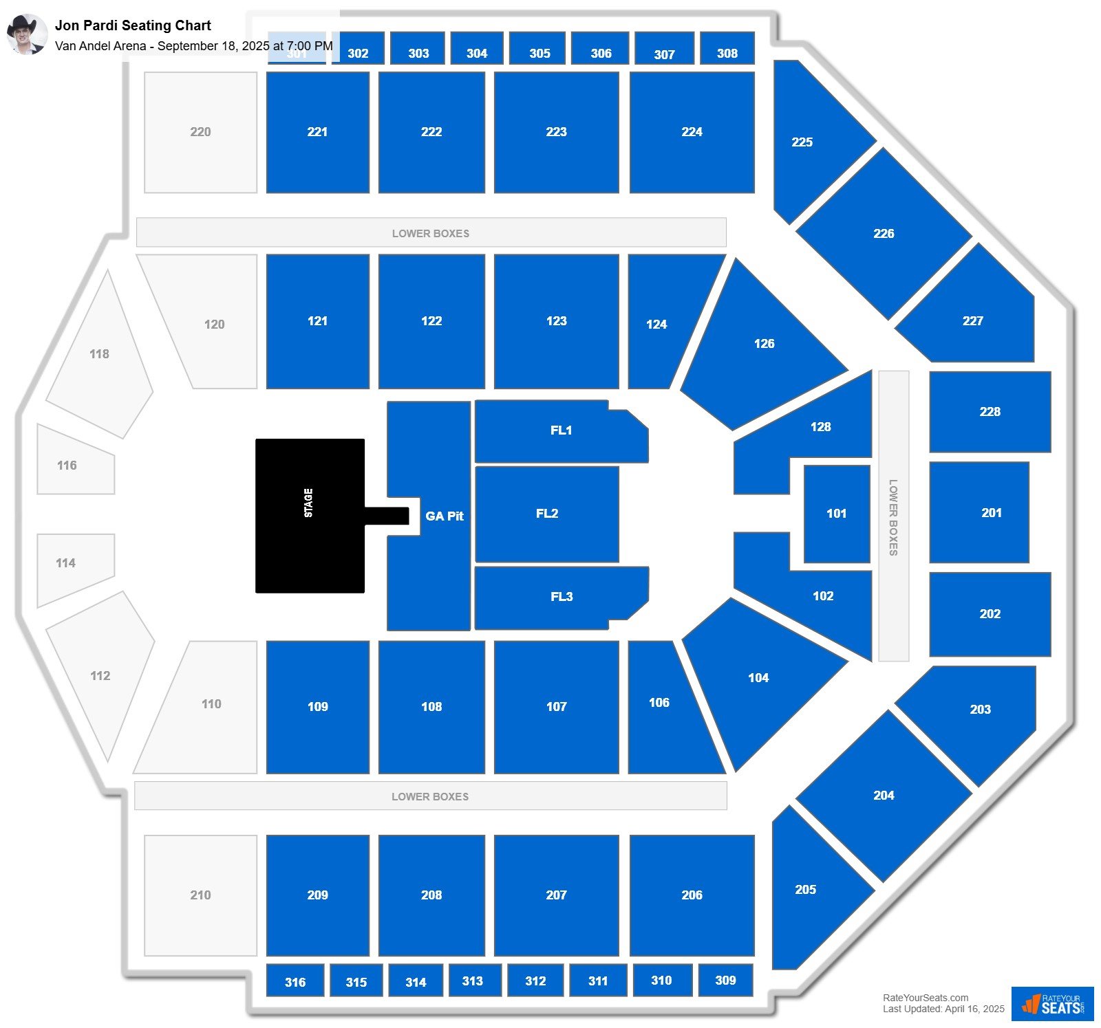 Jon Pardi seating chart Van Andel Arena