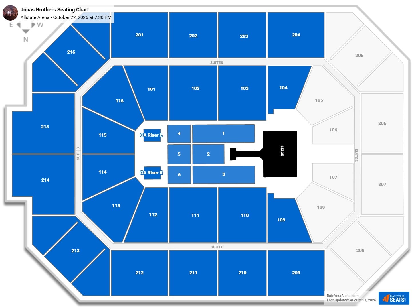 Jonas Brothers Seating Chart at Allstate Arena