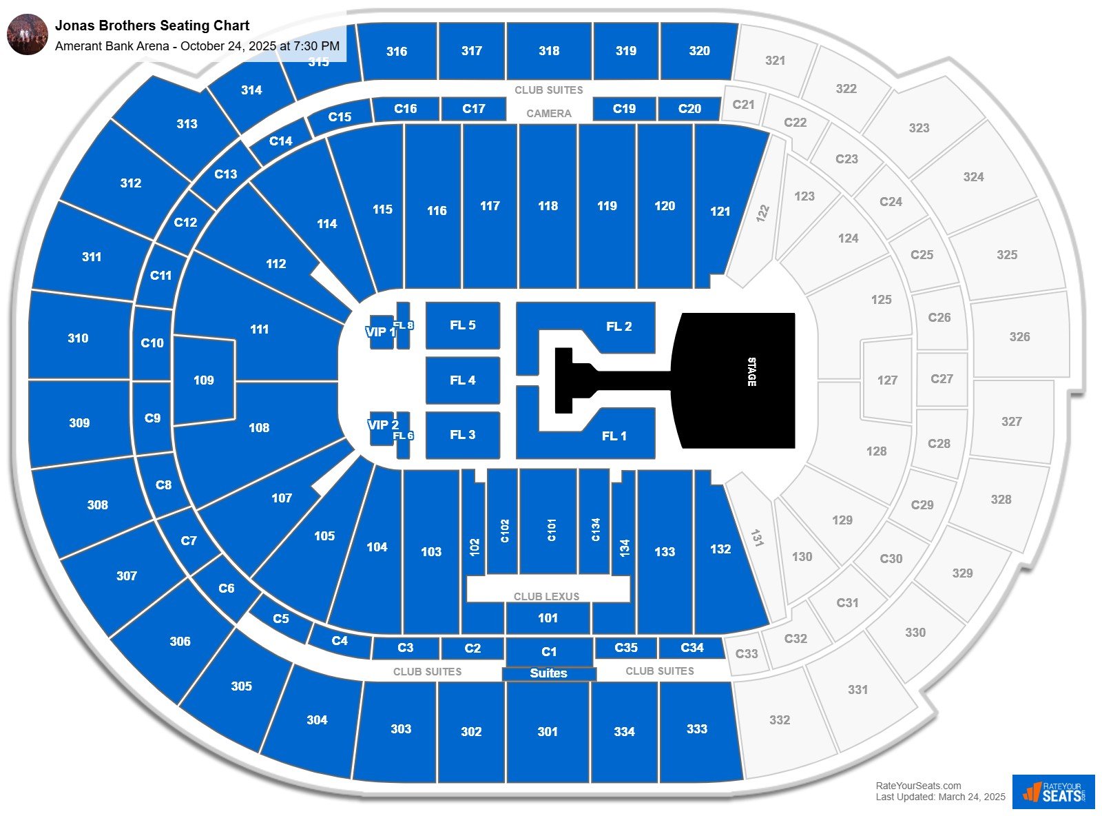 Jonas Brothers seating chart Amerant Bank Arena