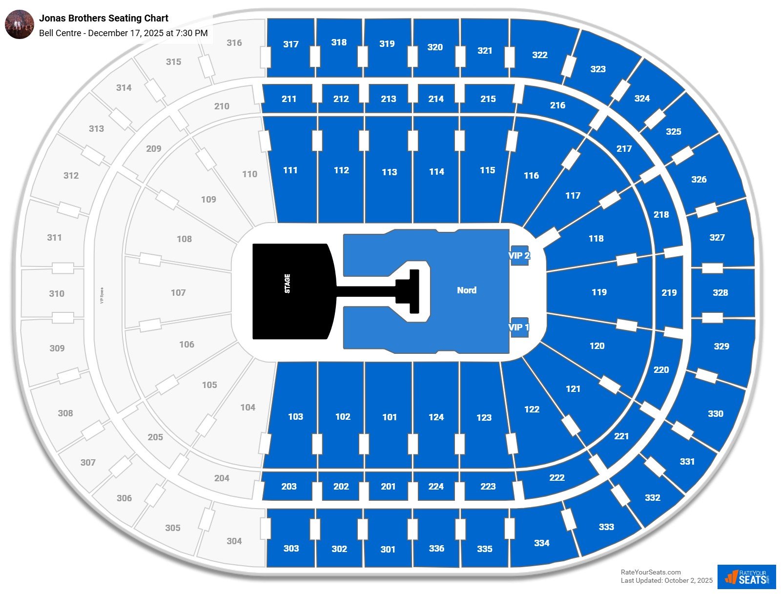 Jonas Brothers seating chart Bell Centre
