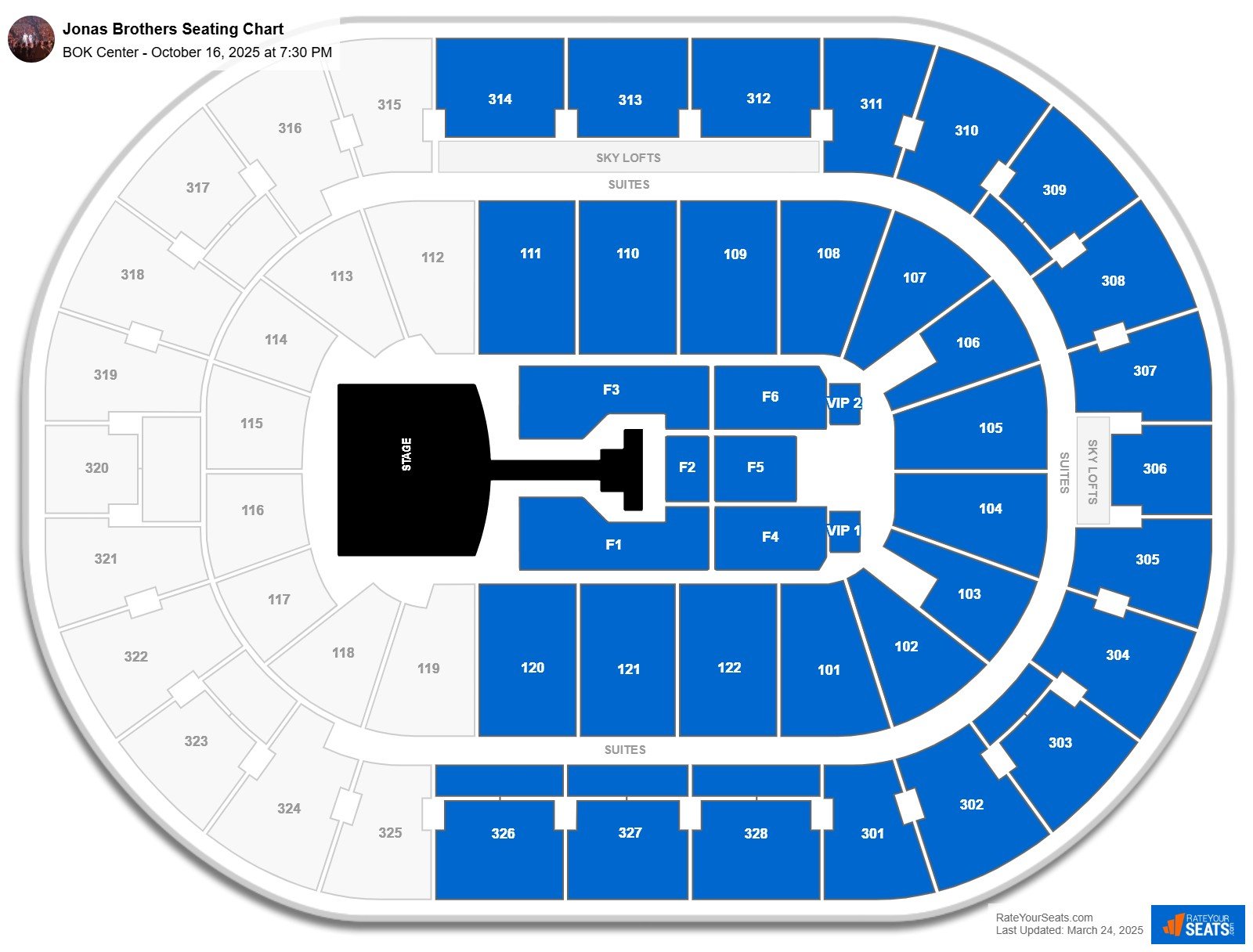 Jonas Brothers seating chart BOK Center