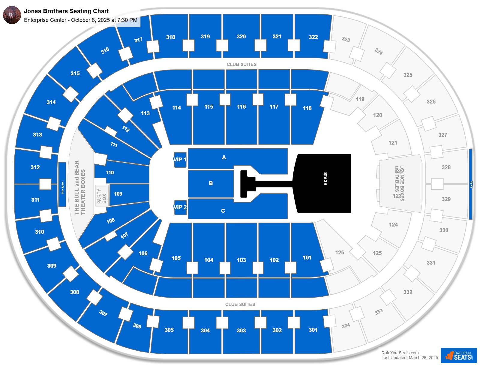 Jonas Brothers seating chart Enterprise Center