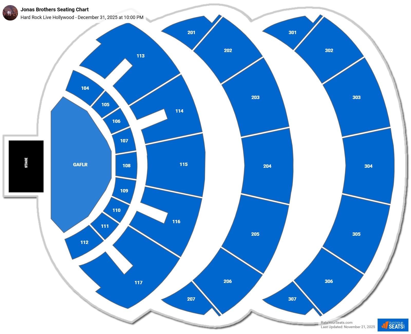 Jonas Brothers seating chart Hard Rock Live Hollywood