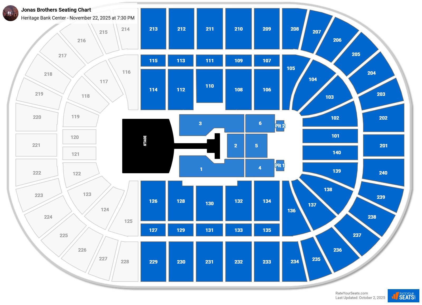 Jonas Brothers seating chart Heritage Bank Center