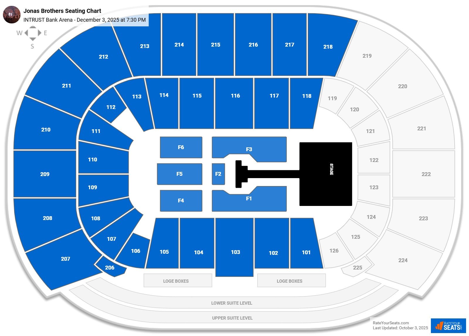 Jonas Brothers seating chart INTRUST Bank Arena