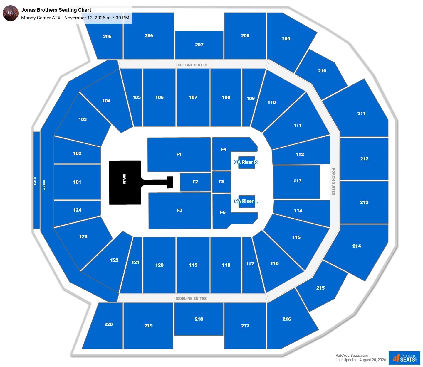 Jonas Brothers Seating Chart at Moody Center ATX