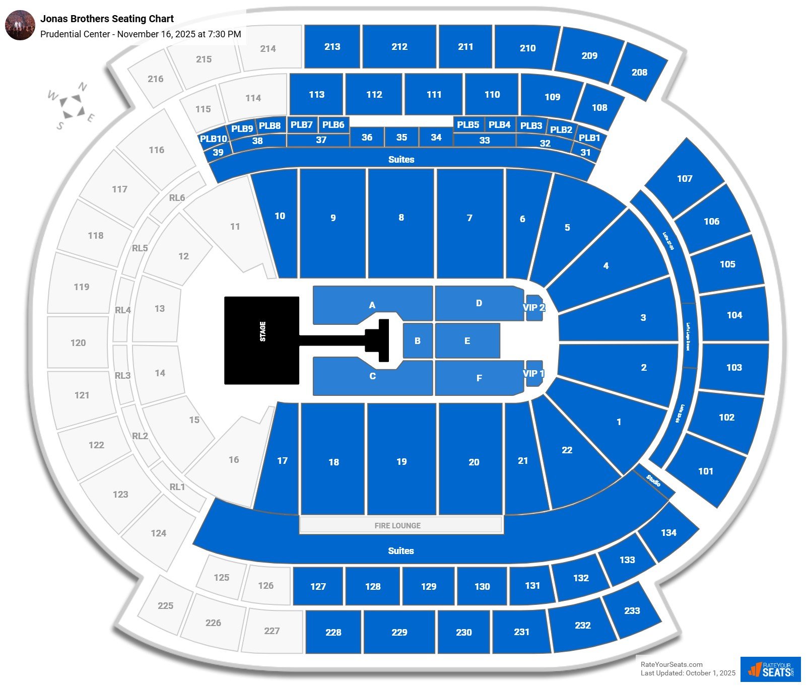 Jonas Brothers seating chart Prudential Center