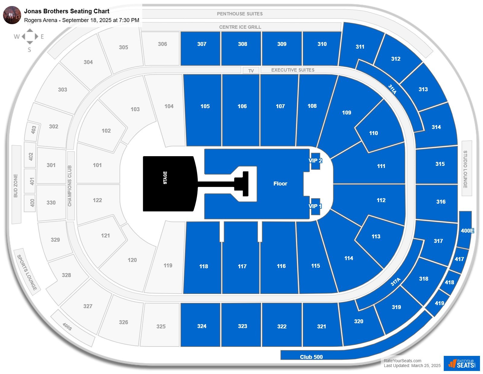 Jonas Brothers seating chart Rogers Arena
