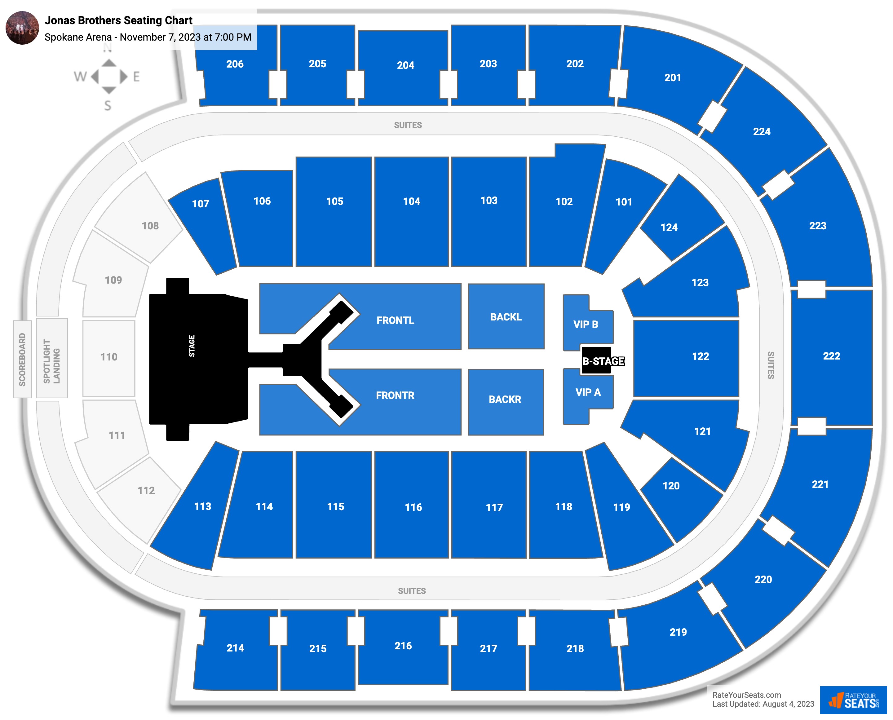 Jonas Brothers seating chart Spokane Arena