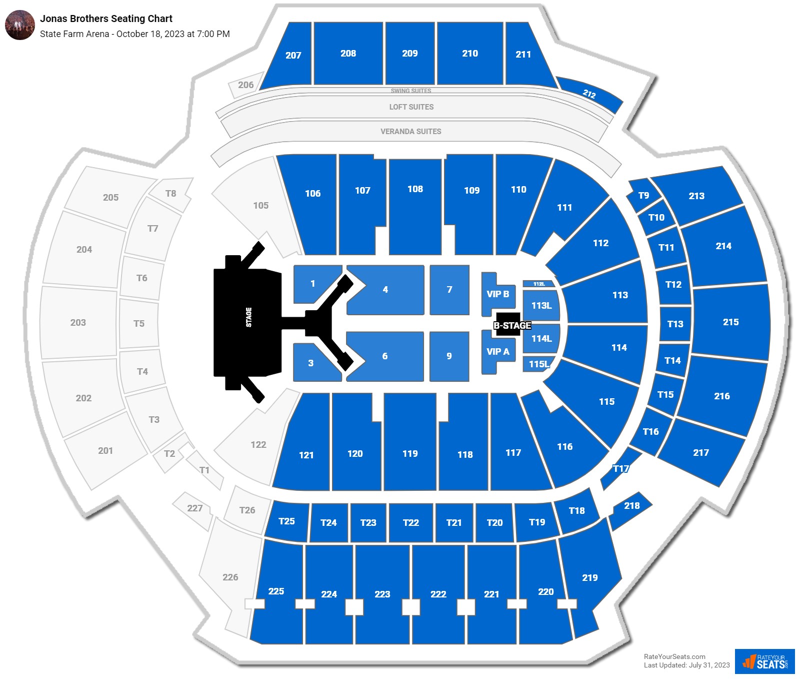 Jonas Brothers seating chart State Farm Arena